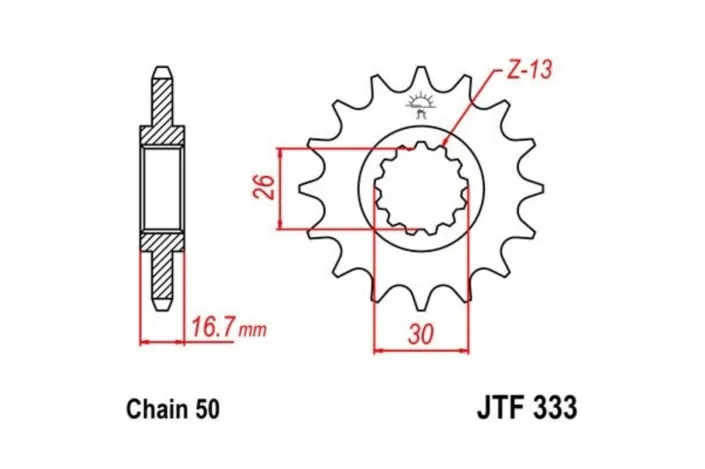 Pignon JT SPROCKETS acier anti-bruit 333 - 530
