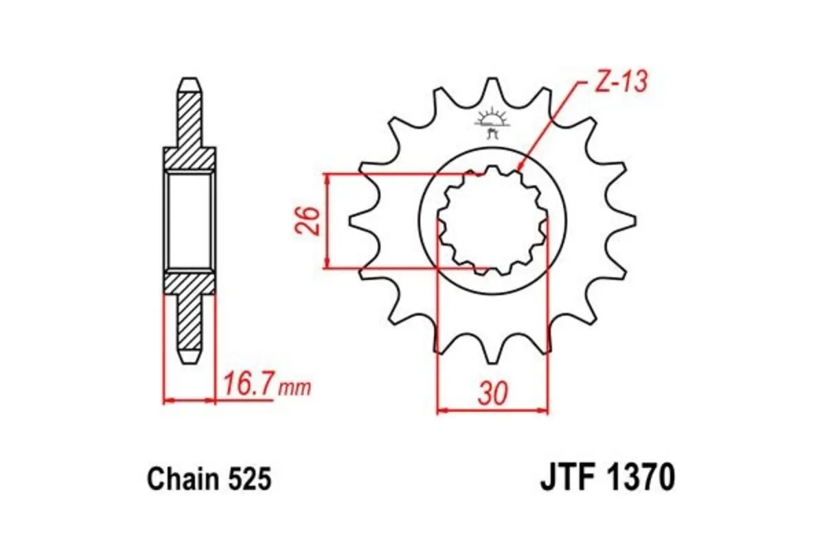 Pignon JT SPROCKETS acier anti-bruit 1370 - 525