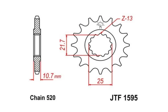 Pignon JT SPROCKETS acier anti-bruit 1595 - 520