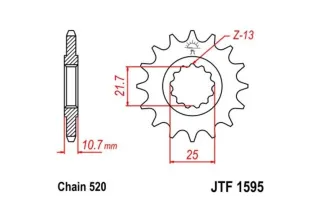 Pignon JT SPROCKETS acier anti-bruit 1595 - 520