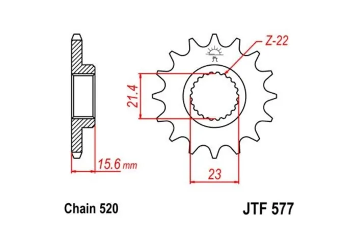 Pignon JT SPROCKETS acier anti-bruit 577 - 520
