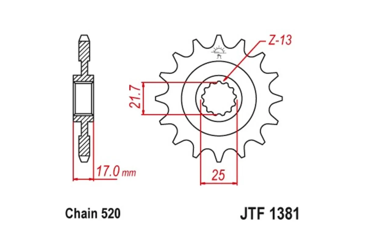 Pignon JT SPROCKETS acier anti-bruit 1381- 520