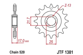 Pignon JT SPROCKETS acier anti-bruit 1381- 520