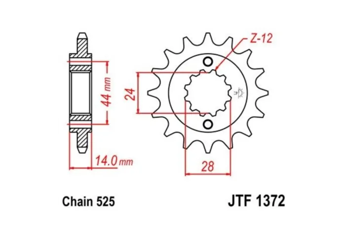 Pignon JT SPROCKETS acier anti-bruit 1372 - 525