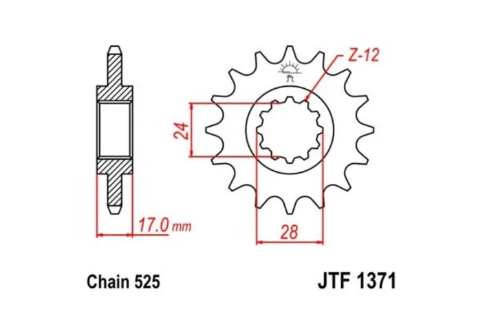 Pignon JT SPROCKETS acier anti-bruit 1371 - 525