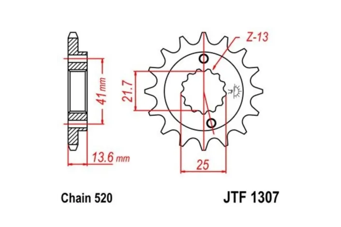 Pignon JT SPROCKETS acier anti-bruit 1307 - 520