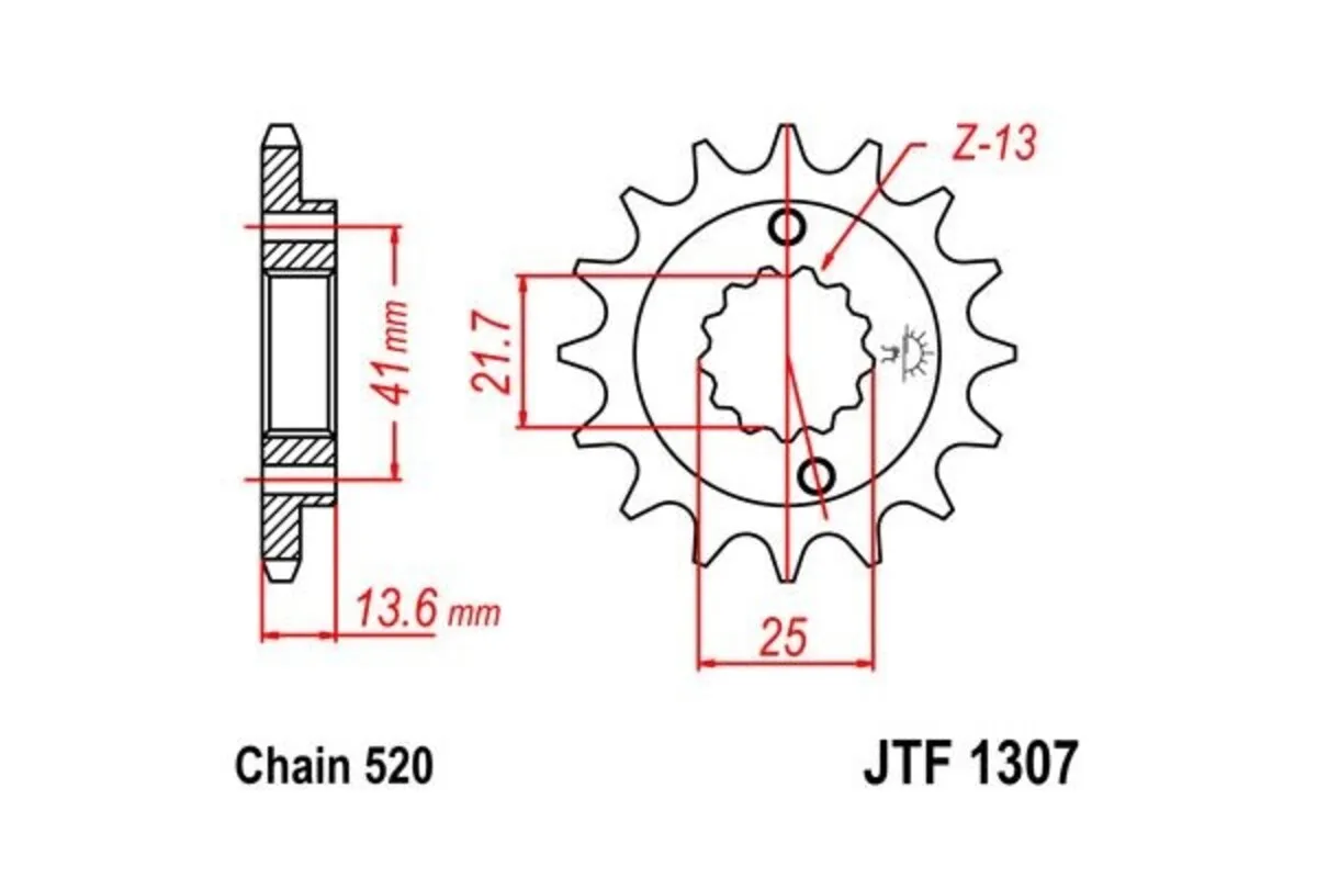 Pignon JT SPROCKETS acier anti-bruit 1307 - 520