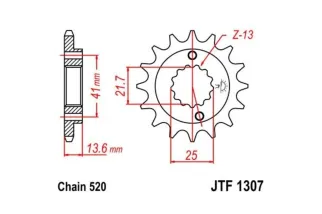 Pignon JT SPROCKETS acier anti-bruit 1307 - 520