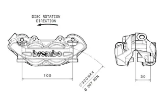 Etrier de frein avant gauche BREMBO P4 titanium Ø32mm