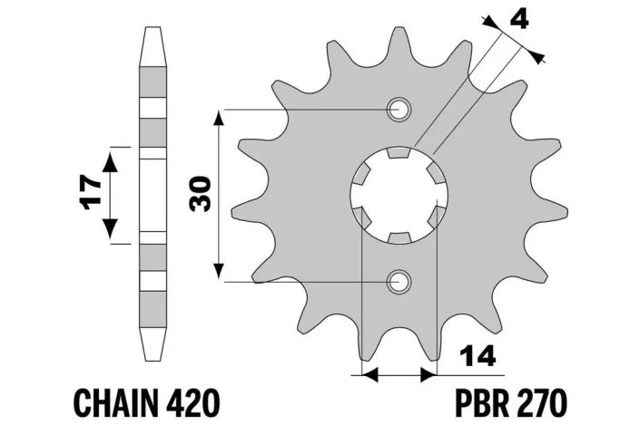 Pignon PBR acier standard 270- 420