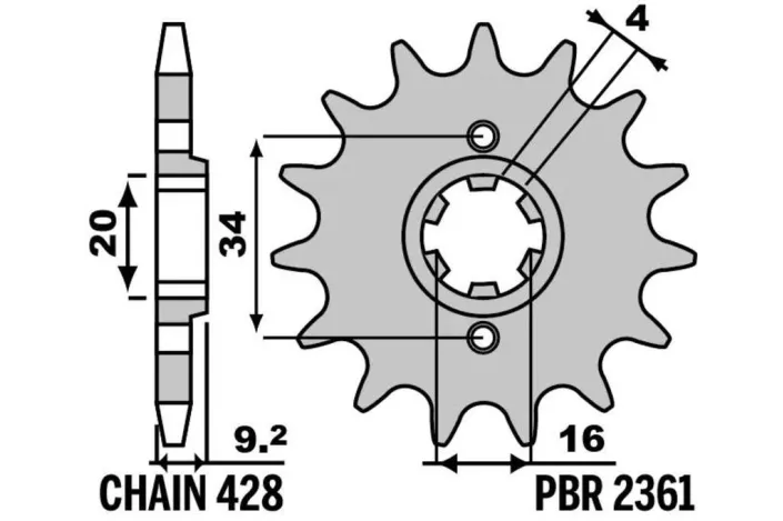 Pignon PBR acier standard 2361 - 428