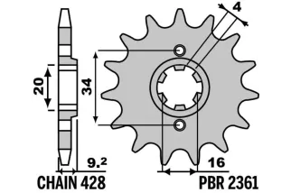 Pignon PBR acier standard 2361 - 428