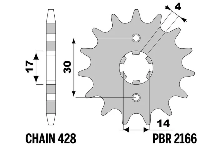 Pignon PBR acier standard 2166 - 428