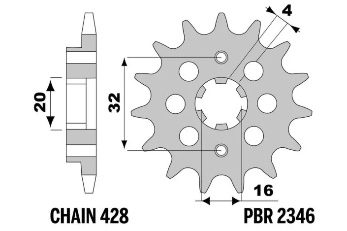 Pignon PBR acier standard 2346 - 428