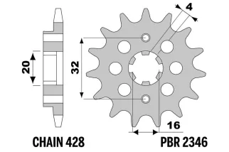 Pignon PBR acier standard 2346 - 428