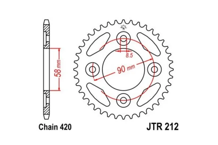 Couronne JT SPROCKETS acier standard 212 - 420