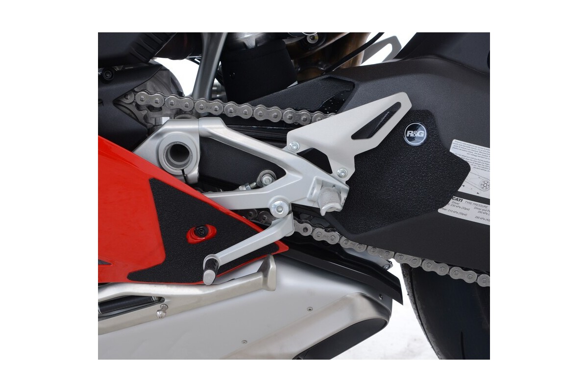 Adhésif anti-frottement R&G RACING platines repose-pieds/bras oscillant noir (3 pièces) Ducati 1100 Panigale V4