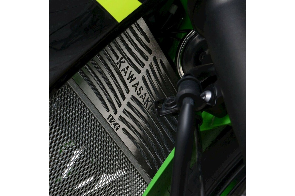 Protection de radiateur gravée R&G RACING inox - Kawasaki Ninja 125