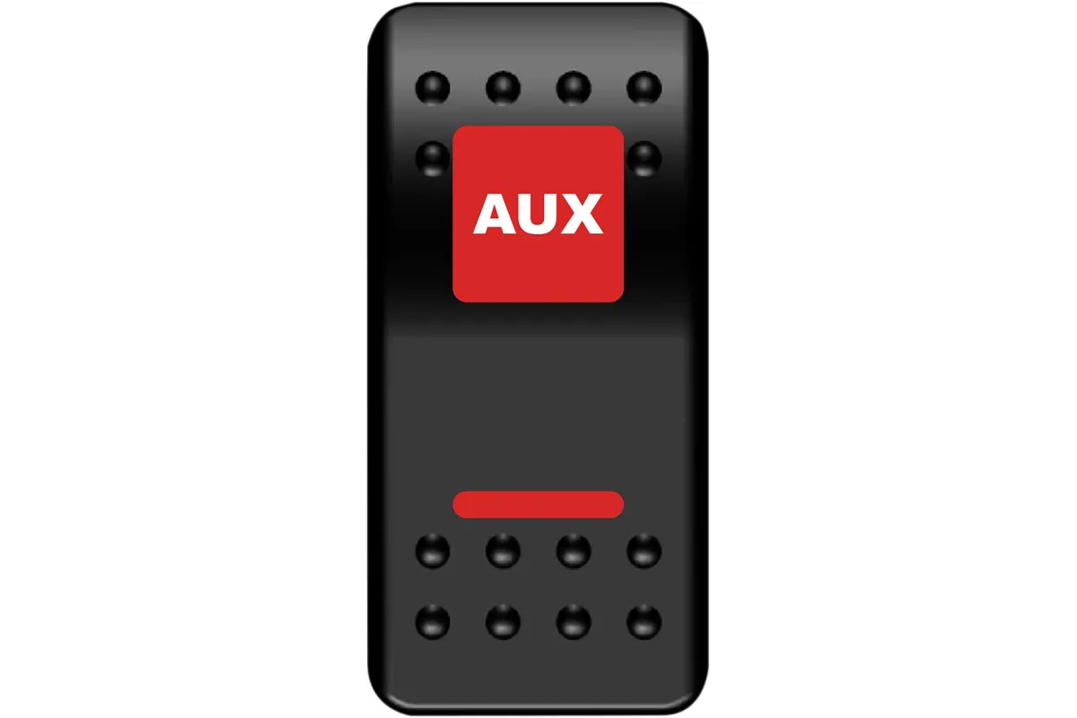 SWITCH ROCKER AUX PWR RD