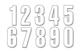 NUMBERS 0-9 13X7CM WH