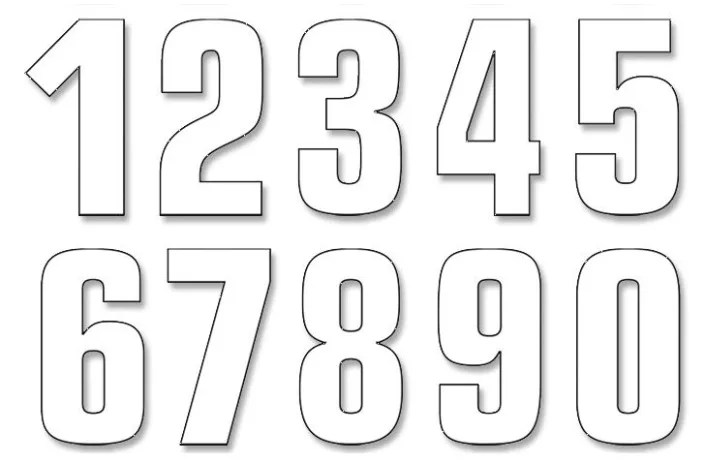 NUMBERS 0-9 16X7CM WH