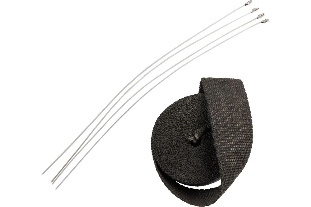 WRAP EXH 2X25' BLK W/TIE