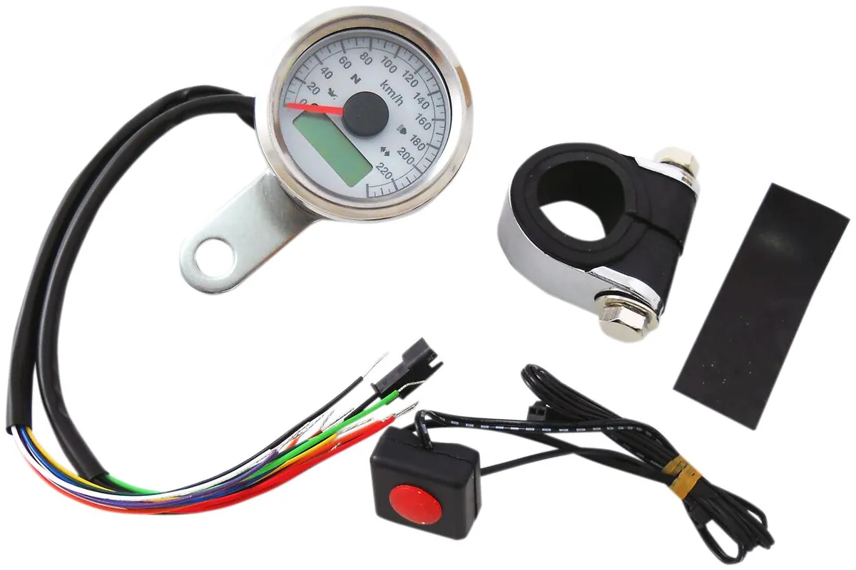 SPEEDO W/4LTS KPH SS/WHT