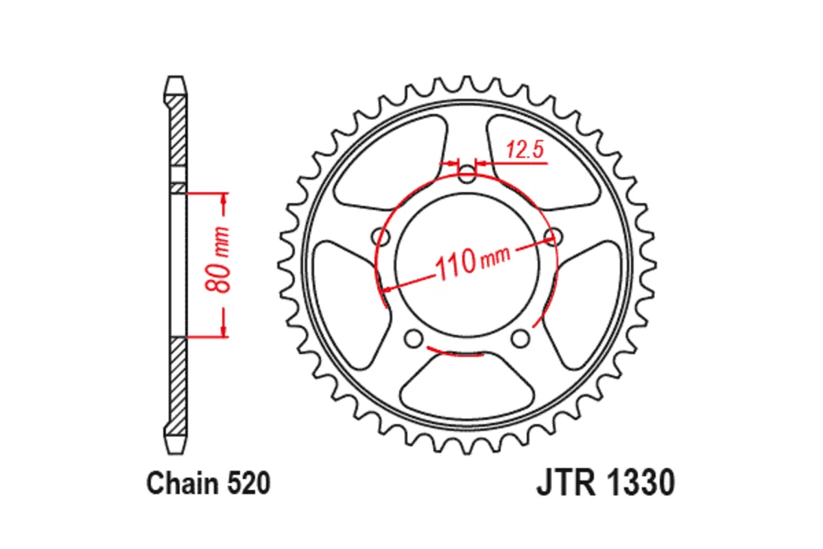 Couronne JT SPROCKETS acier standard 1330 - 520