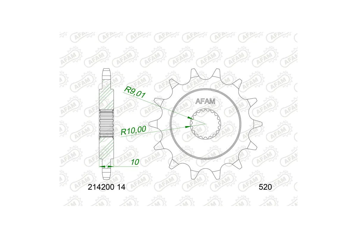 Pignon AFAM acier standard 214200 - 520