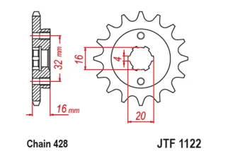 Pignon JT SPROCKETS acier standard 1122 - 428