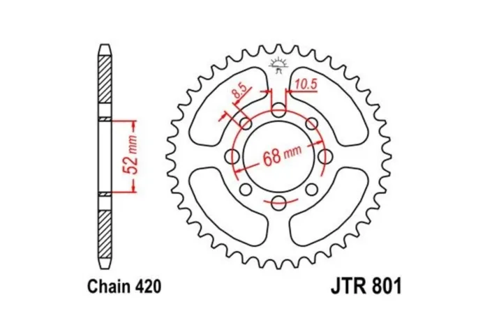 Couronne JT SPROCKETS acier standard 801 - 420