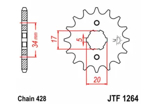 Kit chaîne JT/JT 428HDR 15/45 standard - couronne standard