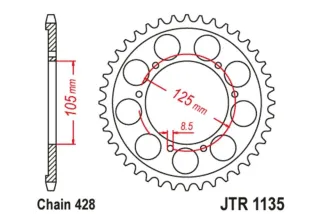 Kit chaîne JT/JT 420HDS 13/62 standard - couronne standard