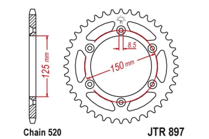 JT SPROCKETS Steel Standard Rear Sprocket 897 - 521