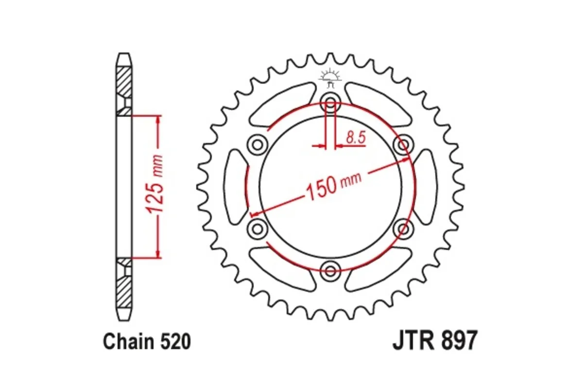 JT SPROCKETS Steel Standard Rear Sprocket 897 - 521