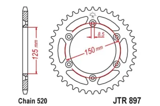 JT SPROCKETS Steel Standard Rear Sprocket 897 - 519