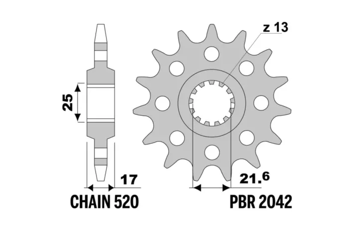 Pignon PBR acier standard 2042 - 520