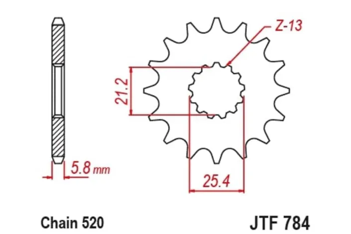 Pignon JT SPROCKETS acier anti-bruit 784 - 520