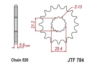 Pignon JT SPROCKETS acier anti-bruit 784 - 520