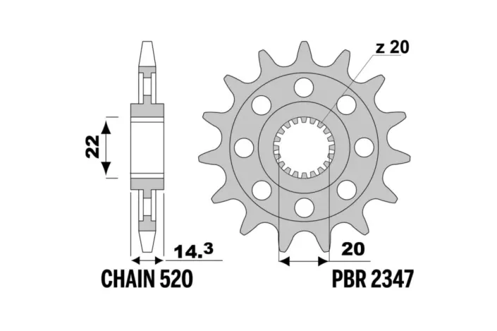 Pignon PBR acier standard 2347 - 520
