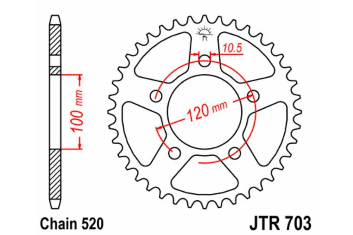 Couronne JT SPROCKETS acier standard 703 - 520