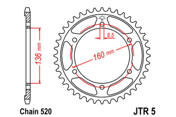 Couronne JT SPROCKETS acier standard 5 - 520