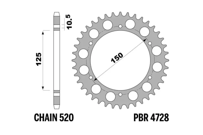 Couronne PBR acier C45 standard 4728 - 520