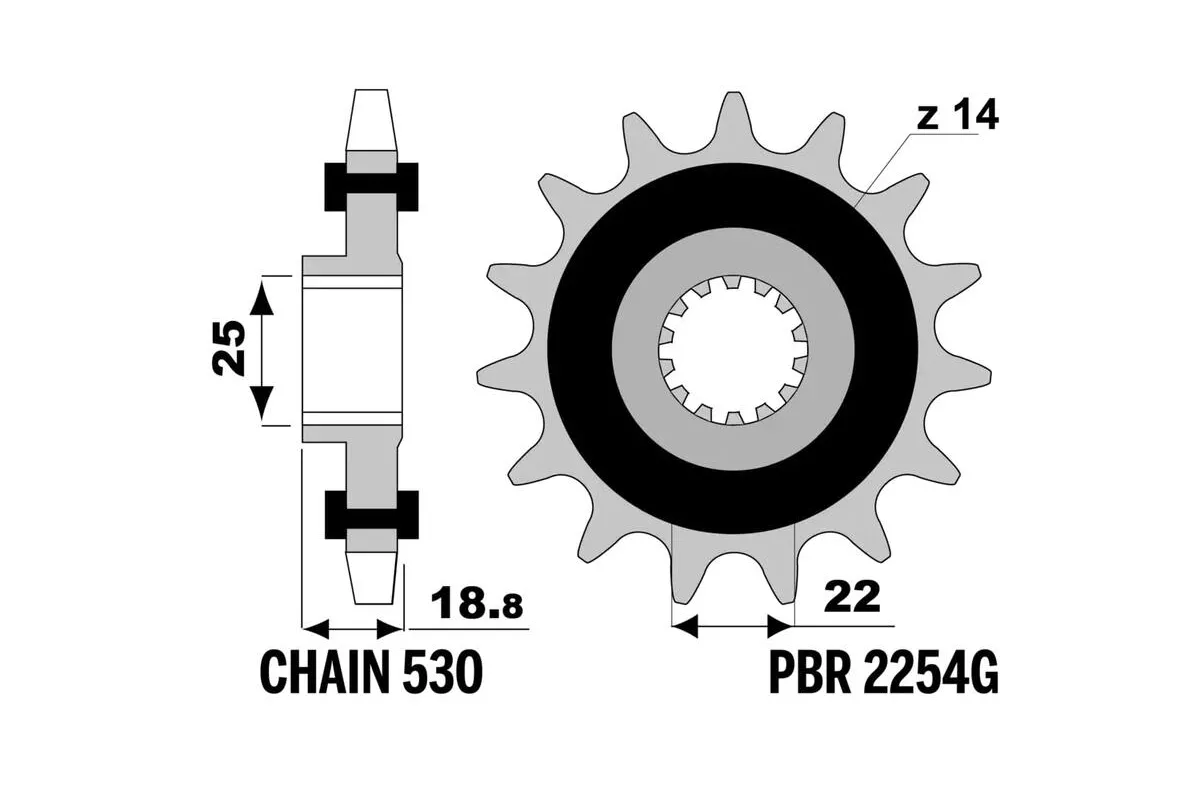 Pignon PBR acier standard 2254G - 530