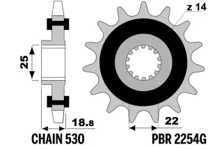 Pignon PBR acier standard 2254G - 530