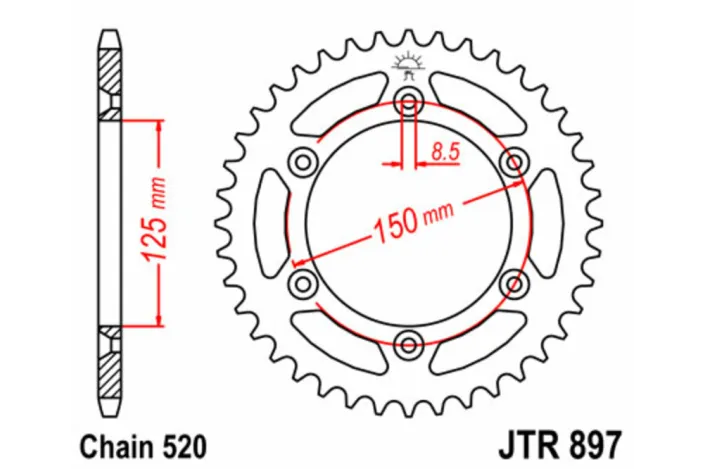 Couronne JT SPROCKETS acier standard 897 - 520