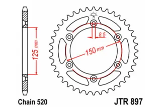 Couronne JT SPROCKETS acier standard 897 - 520
