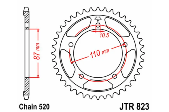 Couronne JT SPROCKETS acier standard 823 - 520