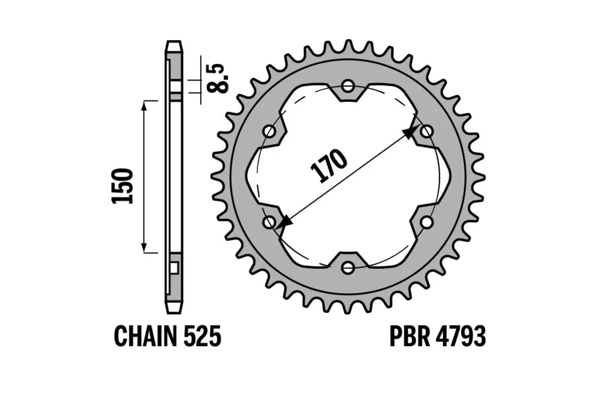 Couronne PBR acier C45 standard - 520