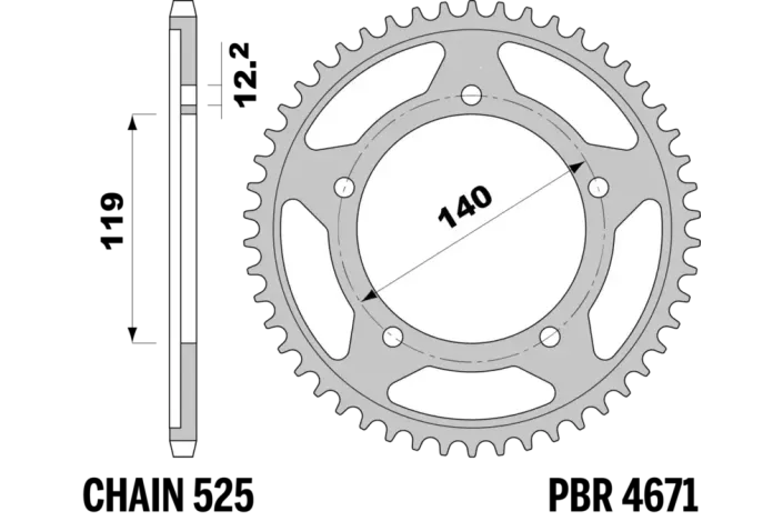 Couronne PBR acier C45 revenu 4671 - 525